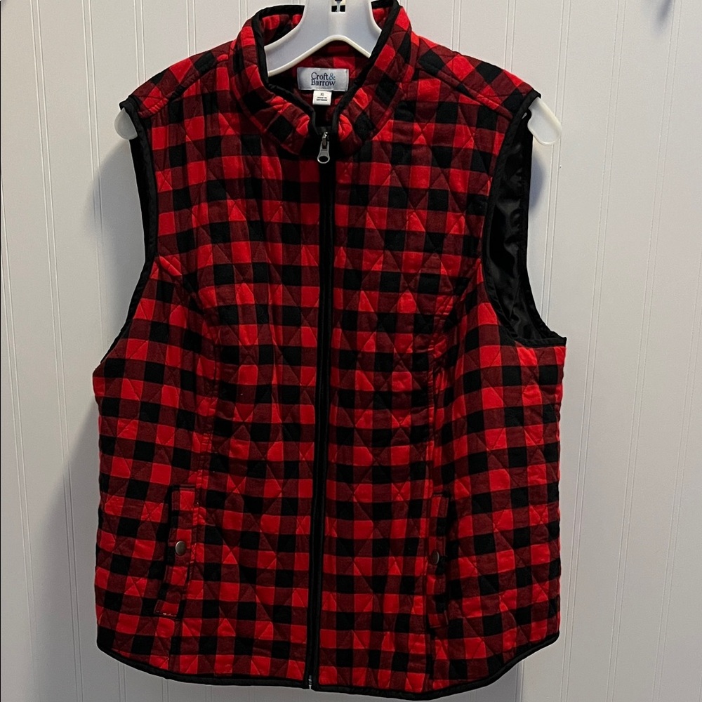 Croft & Barrow Red and Black Checkered Vest